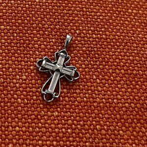 UNK BRAND Silver Toned and Crystal-Like Crucifex Pendant